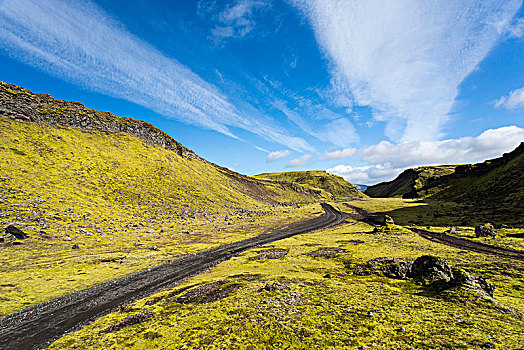 道路,山,高地,南方,区域,冰岛,欧洲