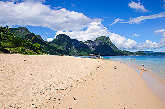 长,沙滩,群岛,巴拉望岛,菲律宾