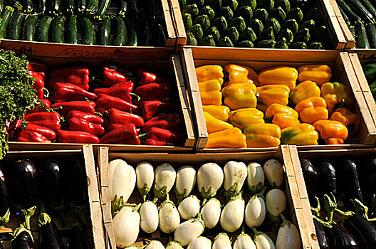 板条箱,蔬菜,货摊,市场
