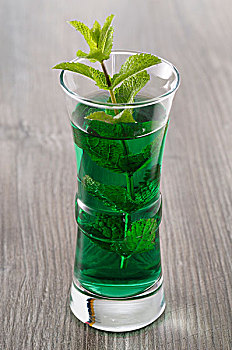绿色,薄荷,利口酒,玻璃杯