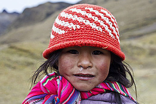 玻利维亚,山脉,女孩,传统服装