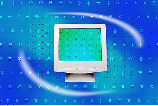 电脑显示器,二进制码,象征