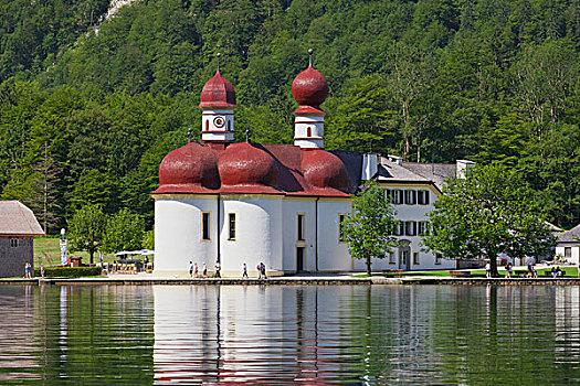 教堂,圣徒,湖,国家公园,贝希特斯加登地区,地区,巴伐利亚,德国