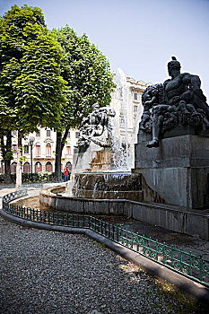 喷泉,广场,都灵,意大利
