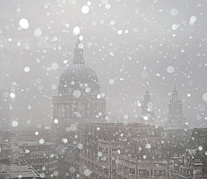 大教堂,雪,落下,伦敦,英国
