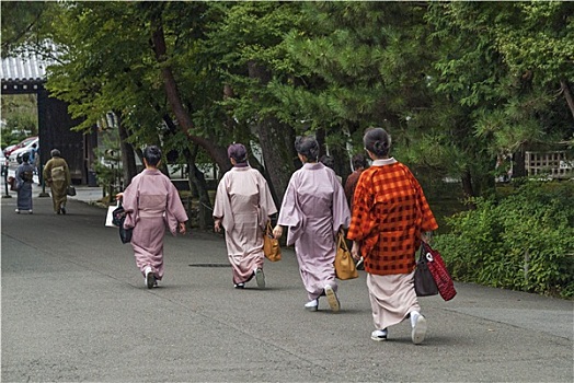 日本人,女人,穿,和服,京都,日本,街道