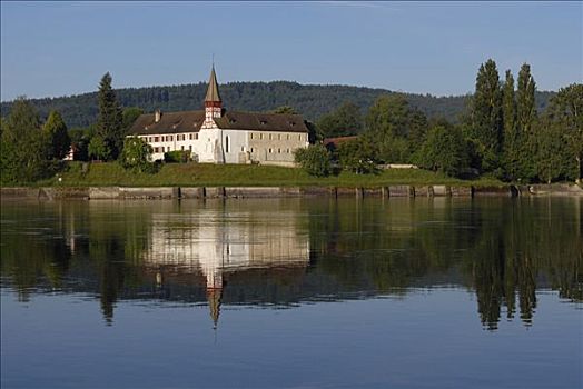教堂,莱茵河,瑞士