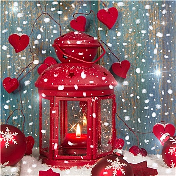 红灯笼,烛光,圣诞节,气氛