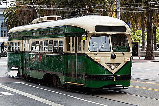 绿色,手推车,公交,旧金山