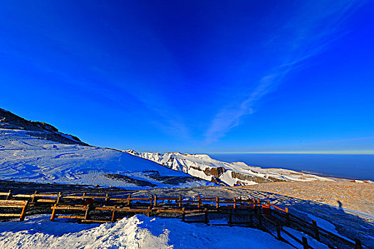 冬季的长白山火山山体
