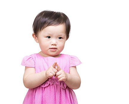 亚洲人,女婴,手指,接触,一起