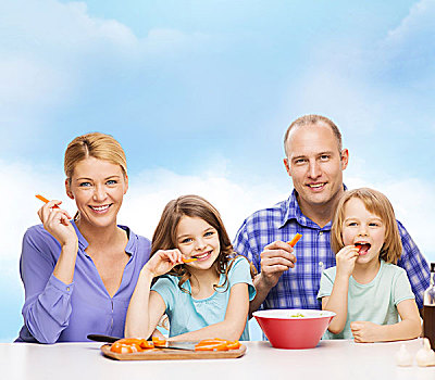 家庭,孩子,人,概念,幸福之家,两个,儿童,吃饭,在家