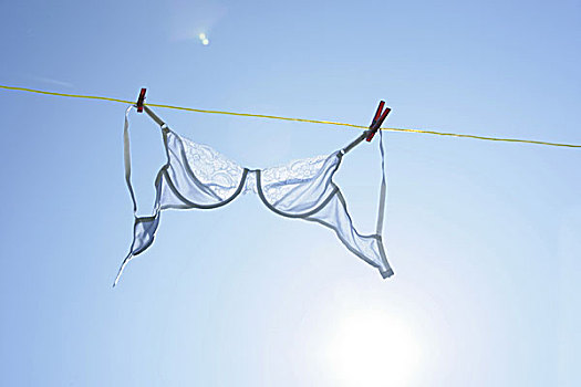 晾衣绳,内衣,胸罩,逆光,洗衣日,衣服,洗衣服,湿,清洁,向上,晾衣夹,风