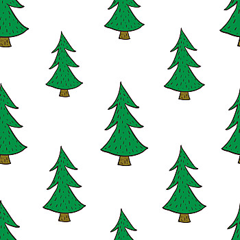 冷杉,无缝,图案,漂亮,杉树,绿色,圣诞树,矢量,插画,透明