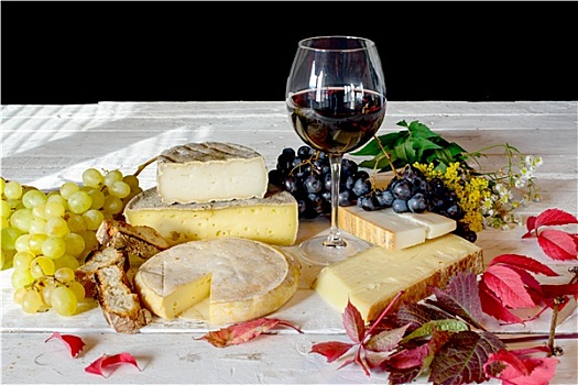 法国,奶酪,大浅盘,葡萄酒,葡萄