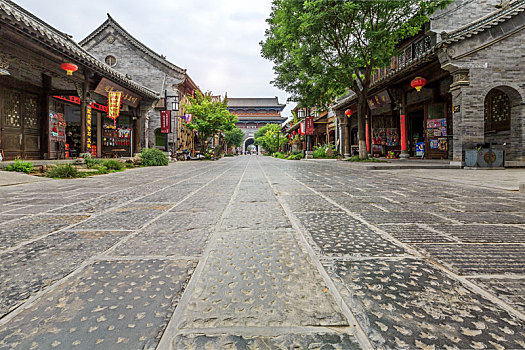 山东省青州古城夏日老街街景