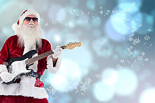 圣诞老人,吉他,墨镜