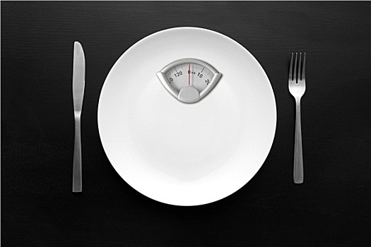 节食,概念,白色,盘子,秤