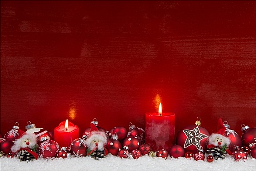 红色,木质,圣诞节,背景,两个,燃烧,蜡烛