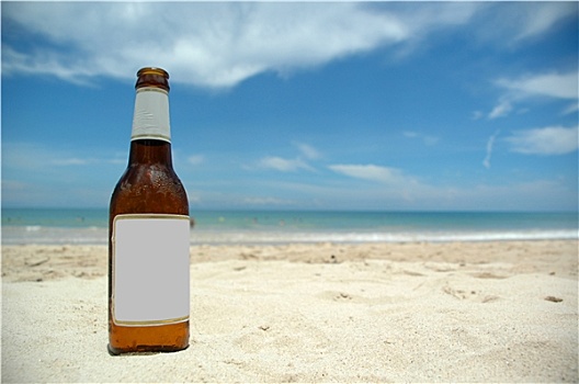 啤酒,海滩,留白