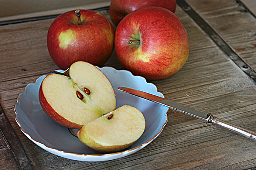 红苹果,水果,刀,半个苹果,区域