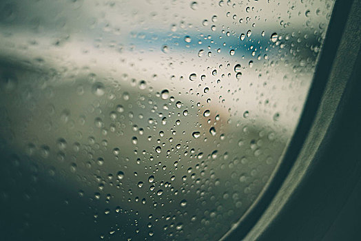 风景,飞机,窗户,雨滴