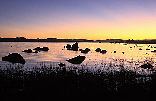 湖,日出,凝灰岩,怪诞,加利福尼亚,北美,美国