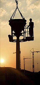 斯图加特,2005年,最大,工地,贸易展览会,太阳光线,建筑起重机,看,浪漫