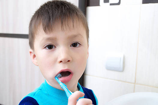 男孩,刷牙,孩子,牙齿保健,口腔卫生,概念,浴室,牙刷,健康,健康生活