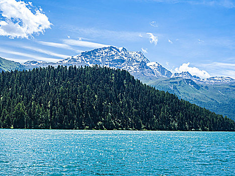 湖,靠近,恩加丁,瑞士