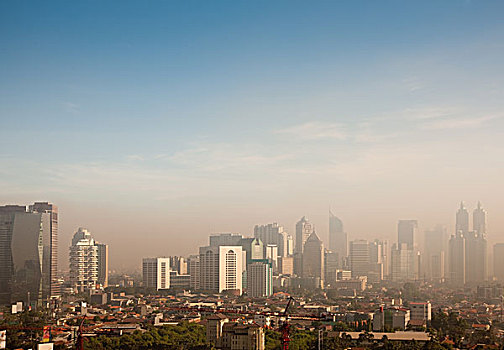 烟雾,圆顶,灰尘,日出,污染,城市,容器,雅加达,印度尼西亚