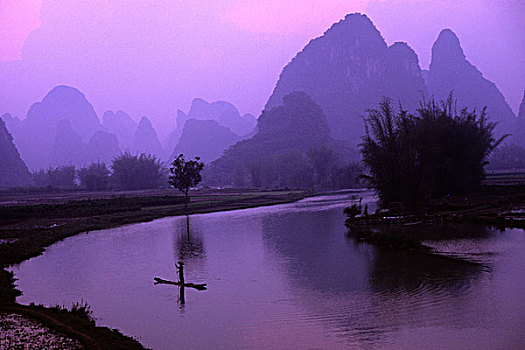 彩色,俯视,景色,渔民,中国