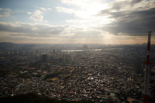 城市,日出,首尔,韩国