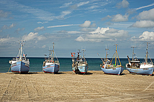 排,渔船,沙滩