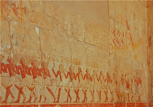 埃及,军人,船,航行,浮雕,墙壁,哈特谢普苏特,庙宇