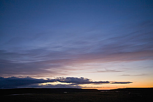 日落,上方,冰岛