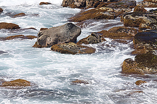 石头,泡沫,海浪,崎岖,北岸