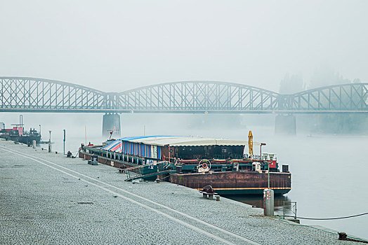雾状,早晨,伏尔塔瓦河