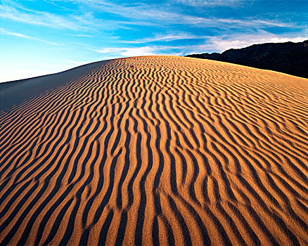 美国,加利福尼亚,死亡谷国家公园,莫哈维沙漠,沙丘,日落,大幅,尺寸