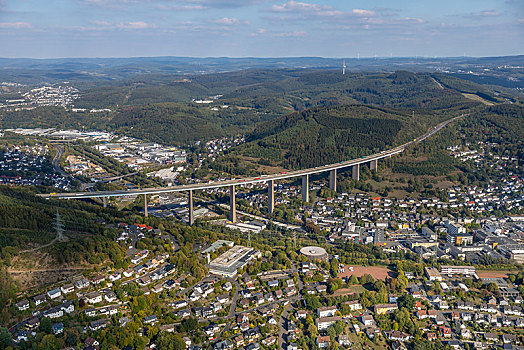 航拍,高速公路,桥,北莱茵威斯特伐利亚,德国,欧洲