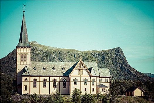 教堂,罗浮敦群岛,挪威