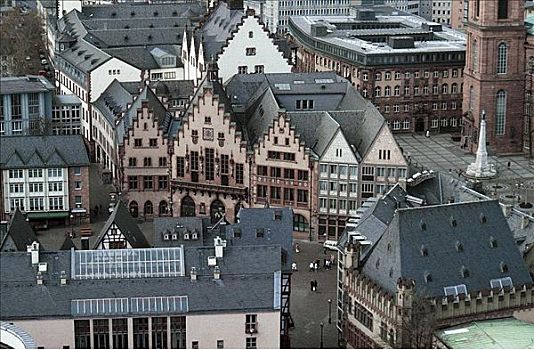 看,市政厅,俯视,老,局部,德国,欧洲