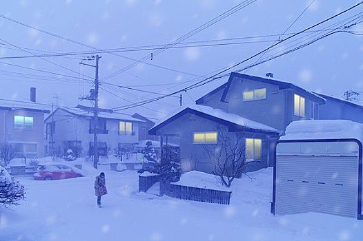 住宅区,雪中