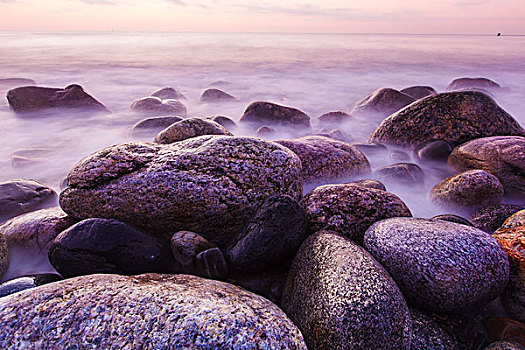 石头,海岸,黎明,新罕布什尔