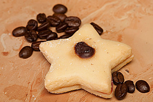 星形,饼干,咖啡,咖啡豆