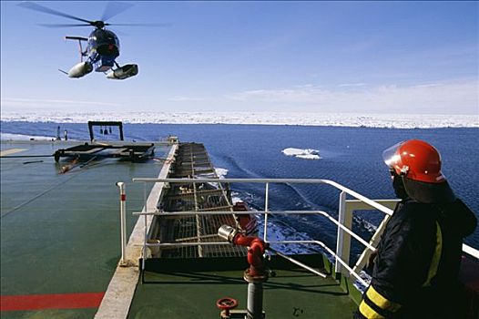 直升飞机,船,北冰洋
