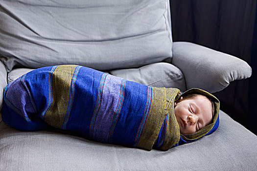 婴儿,襁褓,条纹,毯子