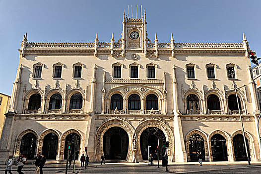 罗西奥,车站,开端,建筑,入口,里斯本,葡萄牙,欧洲