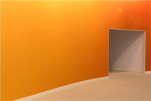 橙色,墙壁,打开,入口,空房