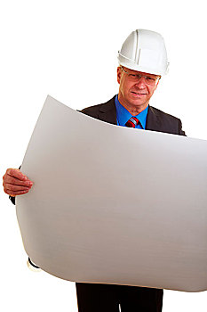 建筑师,白人,头盔,拿着,建筑设计图